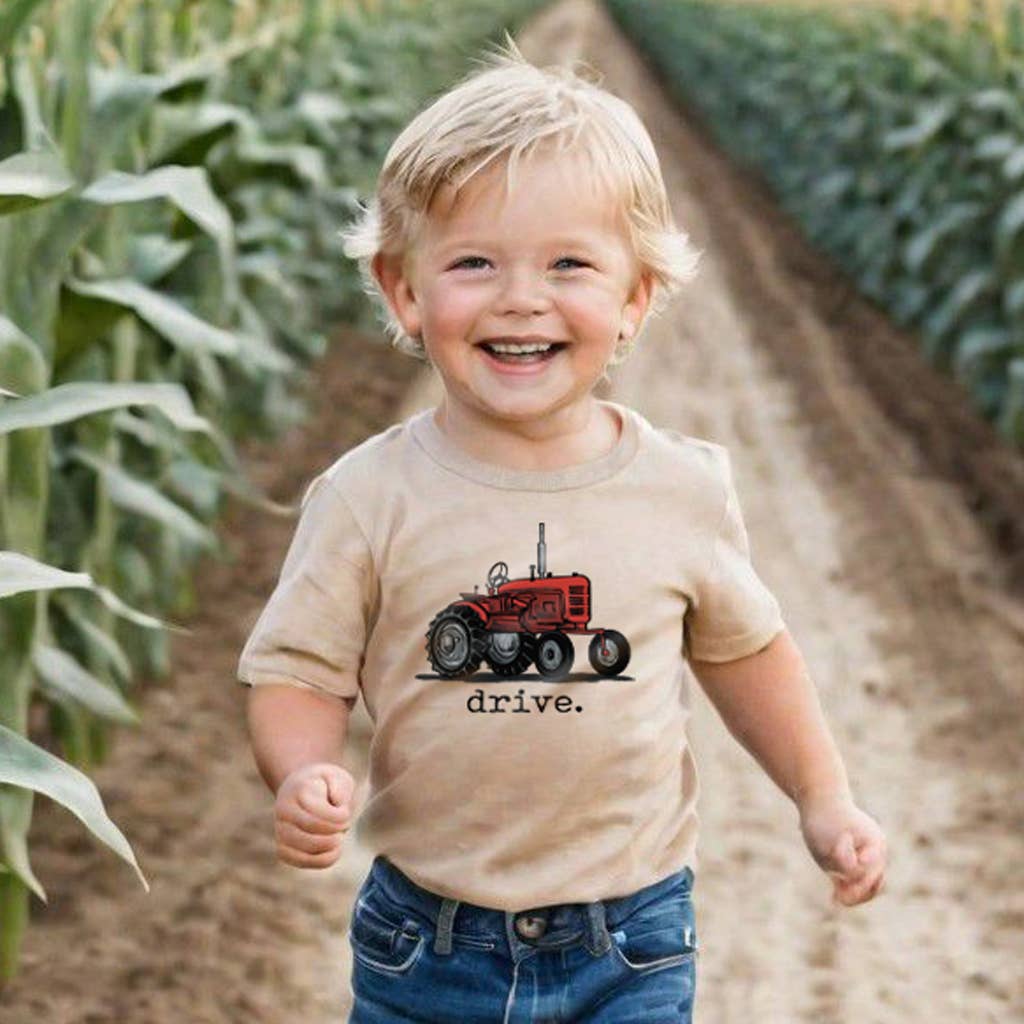 Barefoot Baby - Drive Red Tractor Farm Boy Back to School Western Toddler