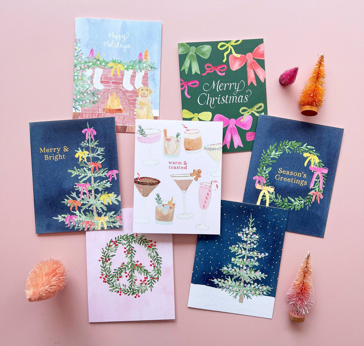 Gert & Co - Whimsical Merry & Bright Holiday Greeting Card | Gold Foil