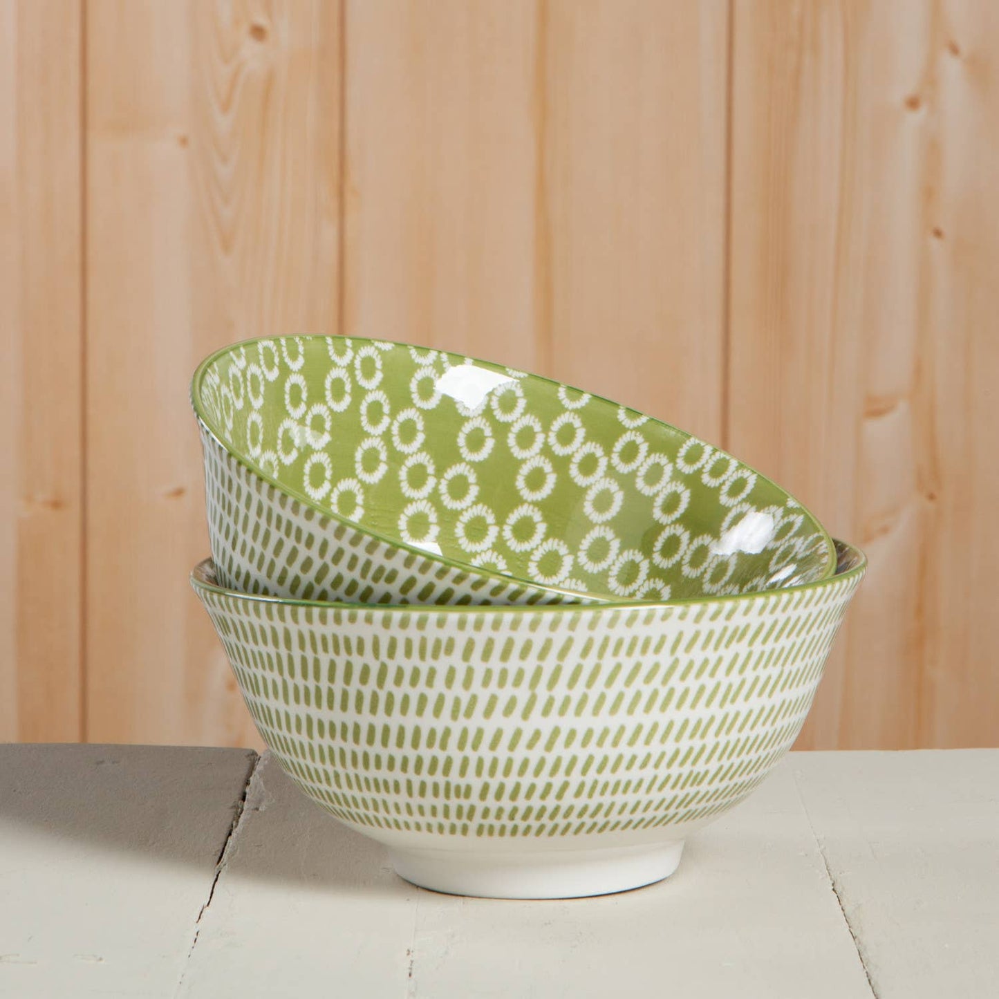 Now Designs by Danica - Green Rings Stamped Bowl 6 inch