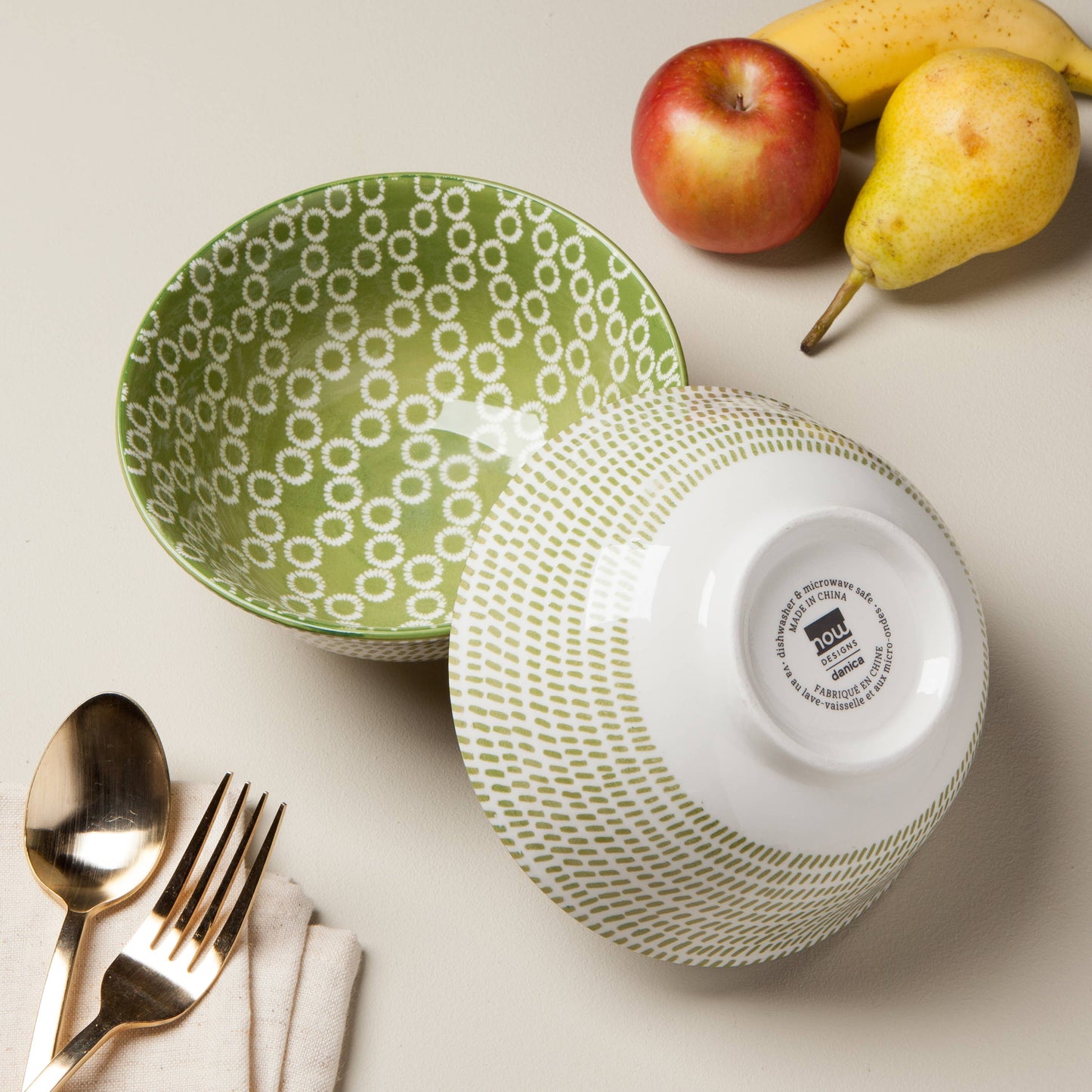 Now Designs by Danica - Green Rings Stamped Bowl 6 inch