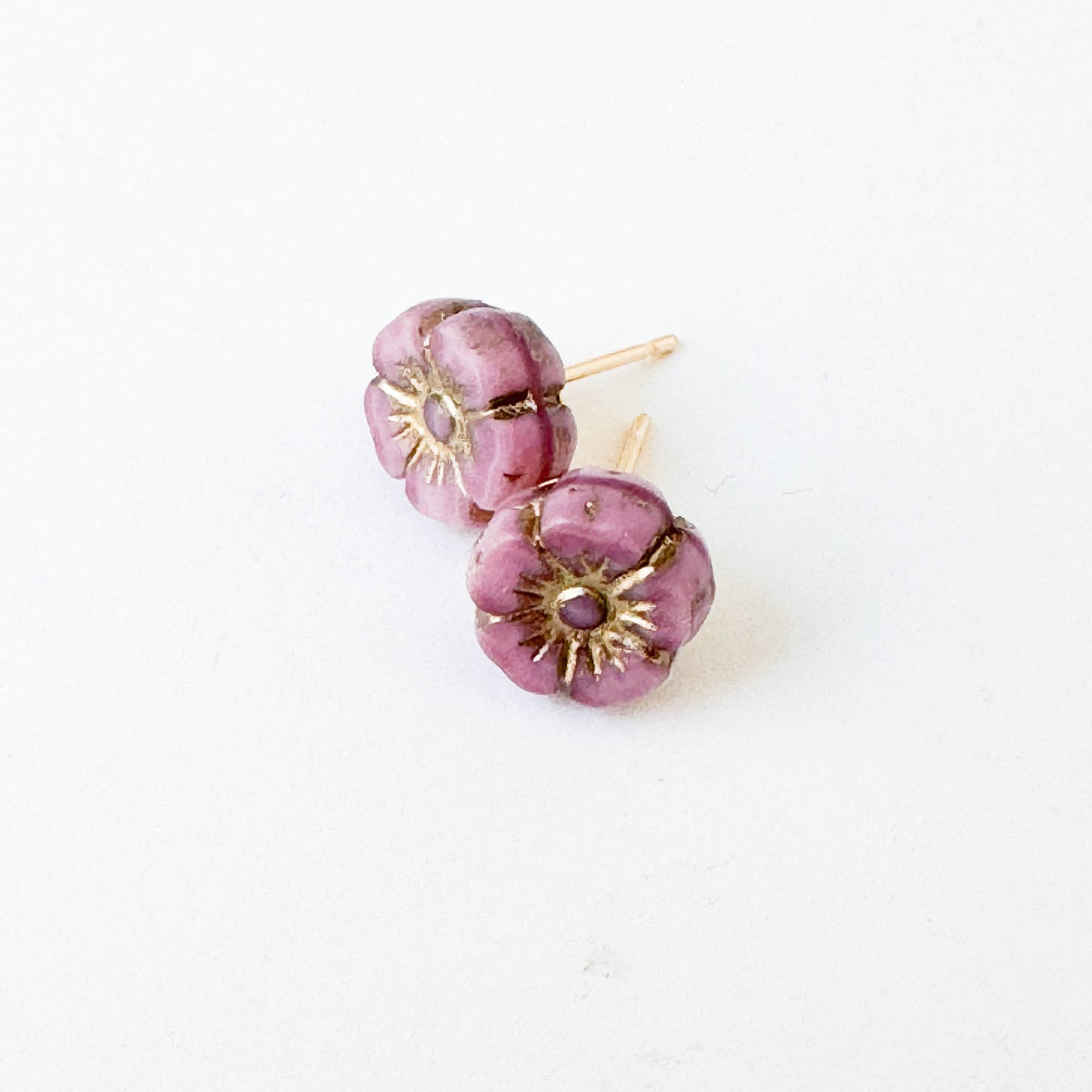 Nest Pretty Things - Tiny Flower Stud Earrings, 24K gold plated posts