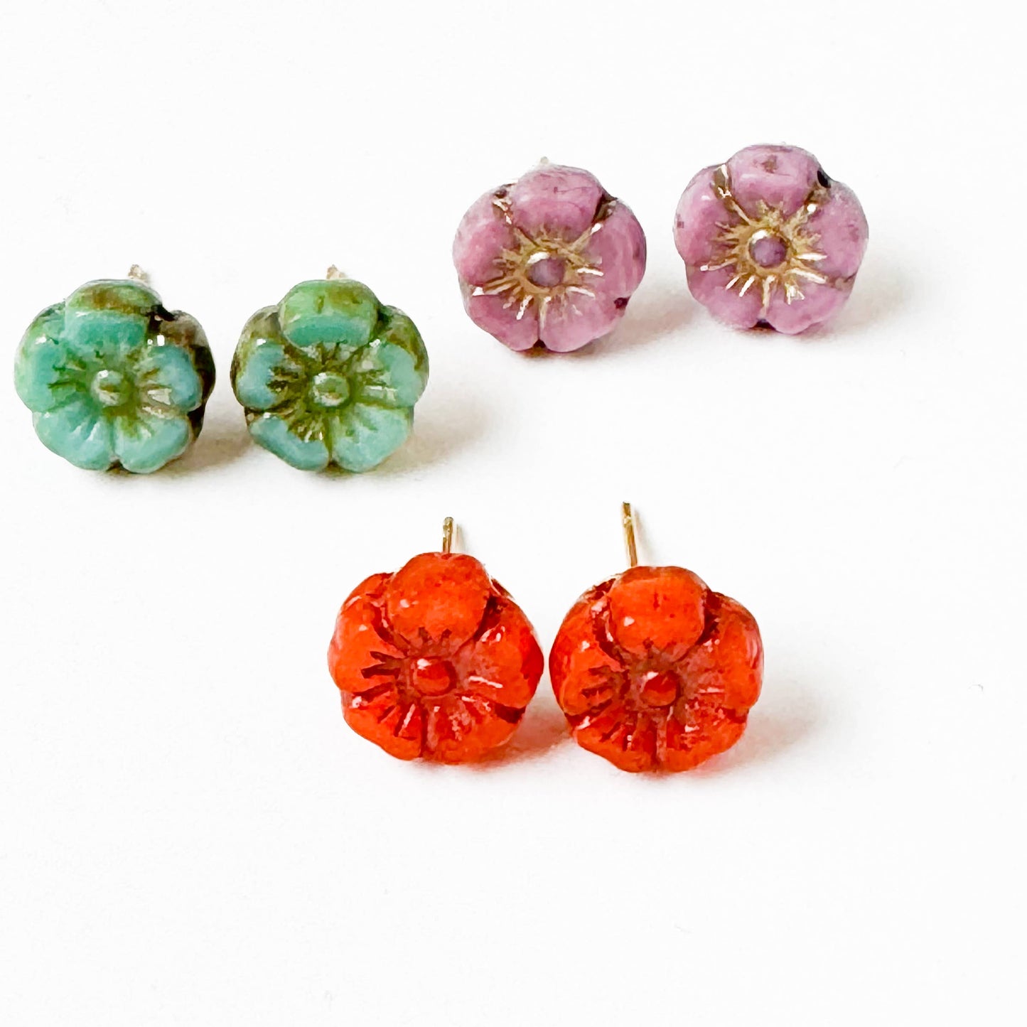 Nest Pretty Things - Tiny Flower Stud Earrings, 24K gold plated posts