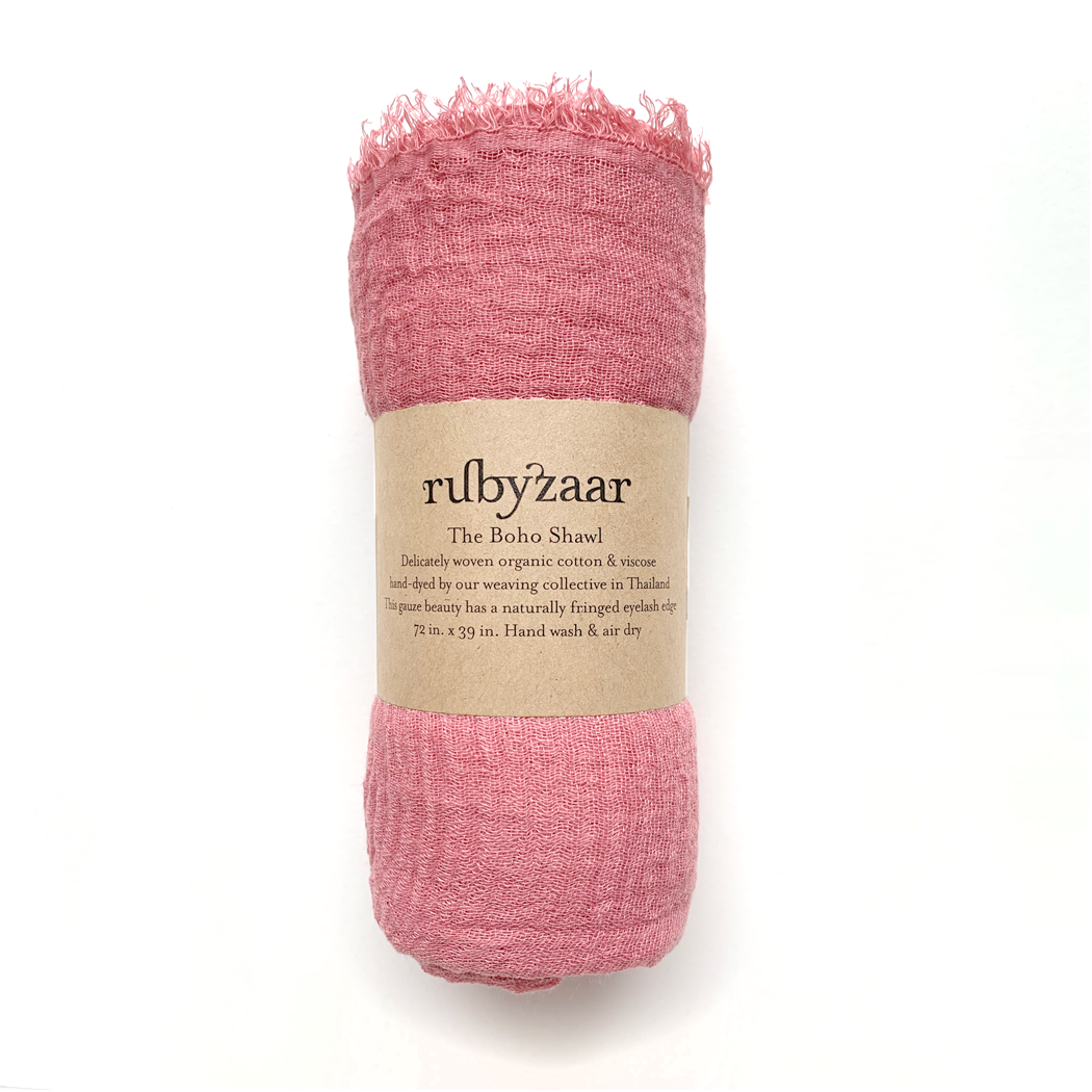 Rubyzaar - Boho Scarf - Light Pink