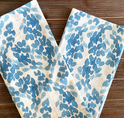 Jennifer Vaudo Art - Coastal Tea Towel, Kitchen, Blue, Abstract Waves, Watercolor