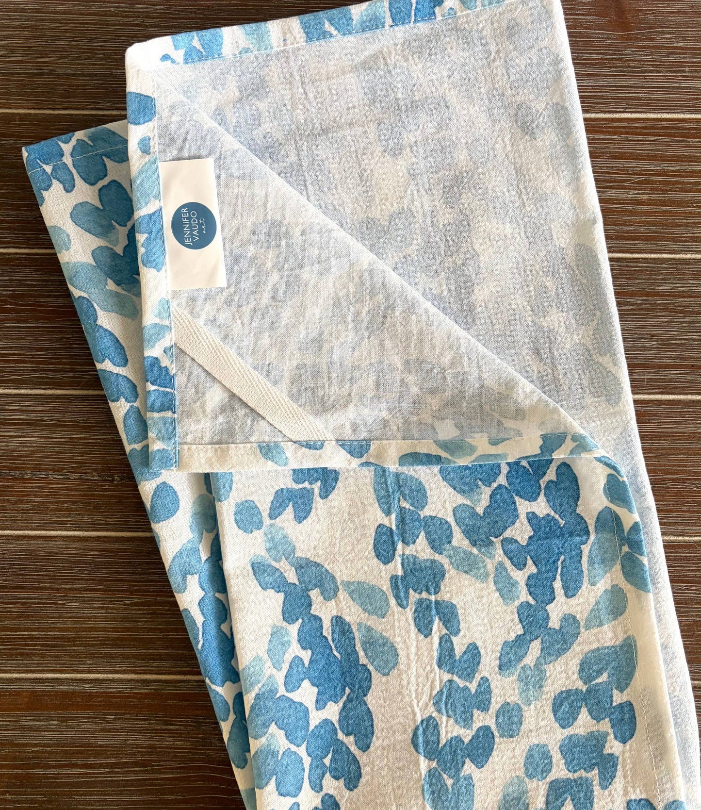 Jennifer Vaudo Art - Coastal Tea Towel, Kitchen, Blue, Abstract Waves, Watercolor