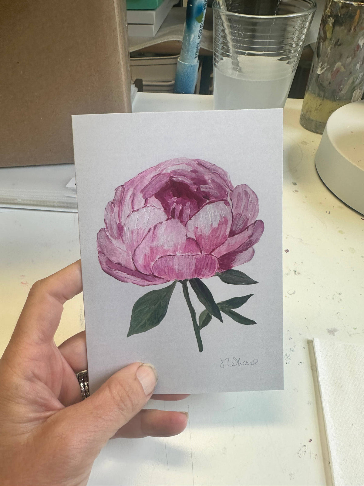 Citrus Daisy - Pink Peony Greeting Card