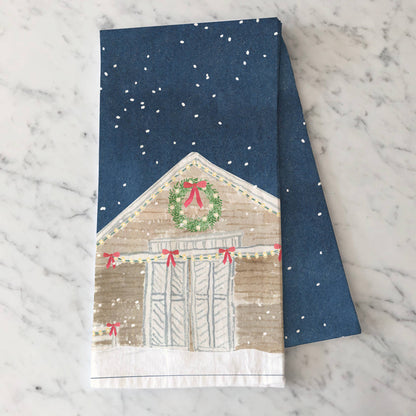 Gert & Co - Whimsical Holiday Barn Tea Towel | Holiday Barn Dish Towel