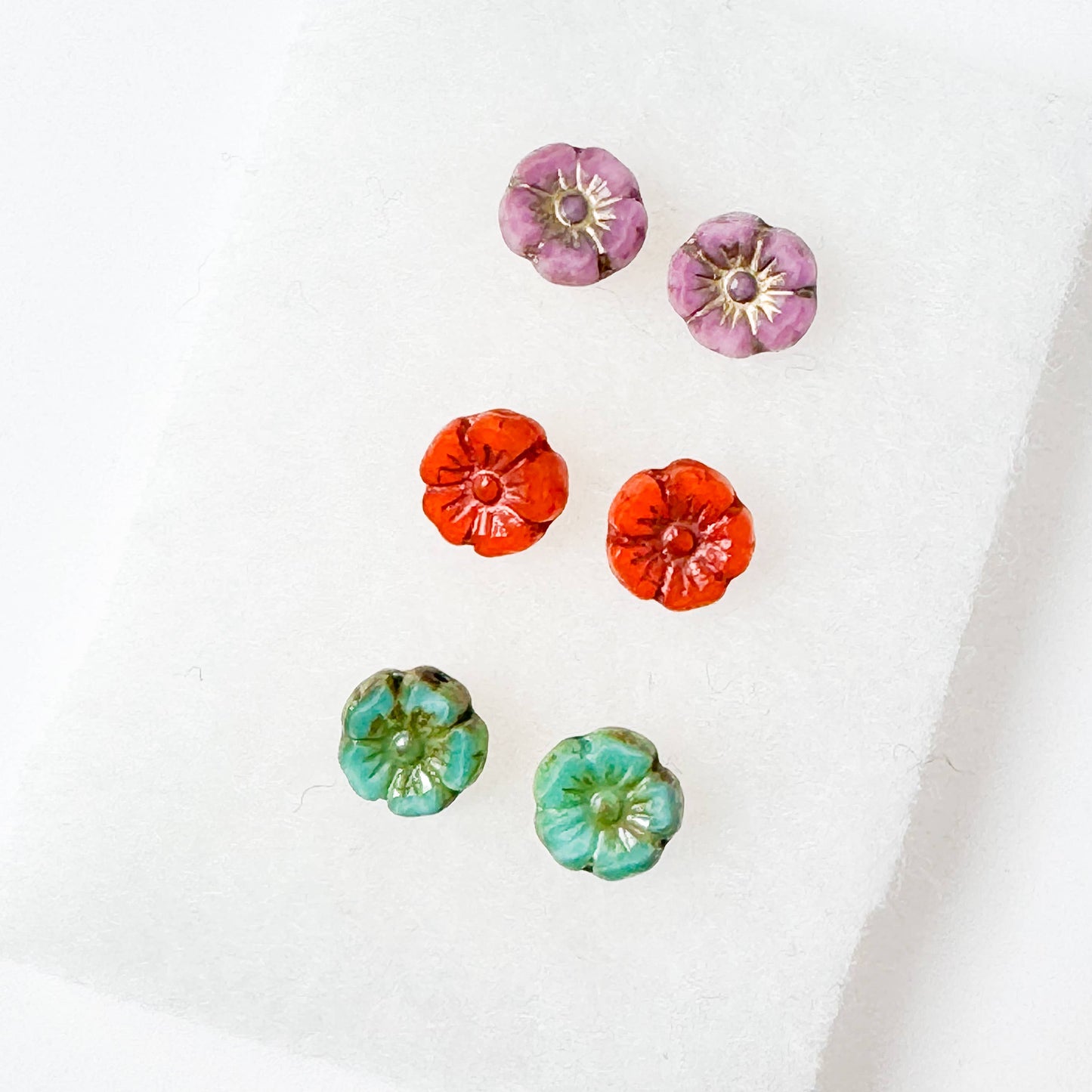Nest Pretty Things - Tiny Flower Stud Earrings, 24K gold plated posts