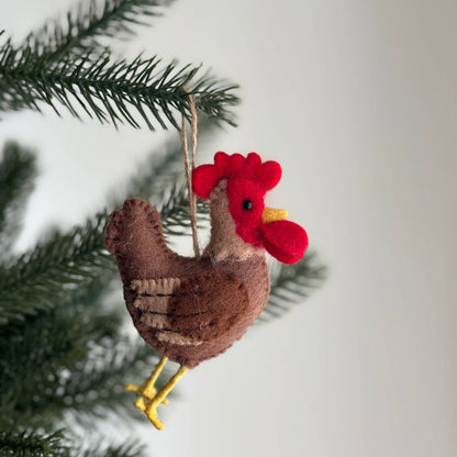 Ganapati - Felt Brown Rooster Ornament