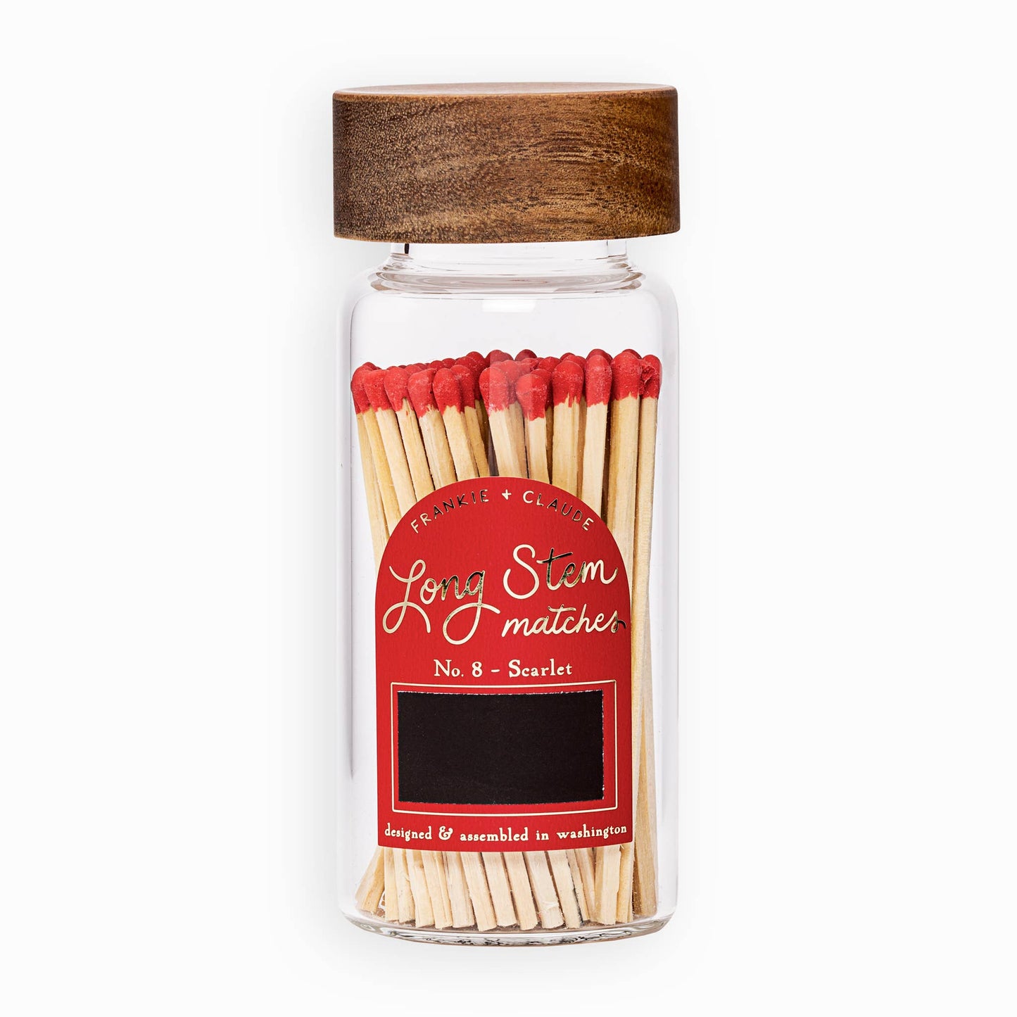 Frankie & Claude - Red Matches in Wood-Lidded Glass Jar: Halloween Decor