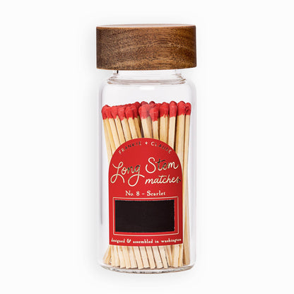 Frankie & Claude - Red Matches in Wood-Lidded Glass Jar: Halloween Decor