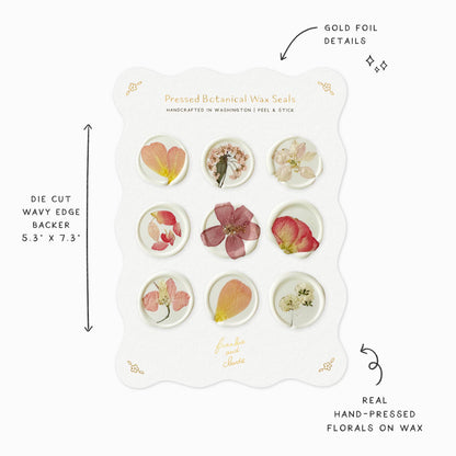 Frankie & Claude - Pressed Botanical Pink Floral Wax Seals | Peel & Stick