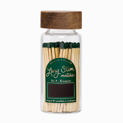 Frankie & Claude - Forest Green Matches in Wood-Lidded Glass Jar: Holiday Decor