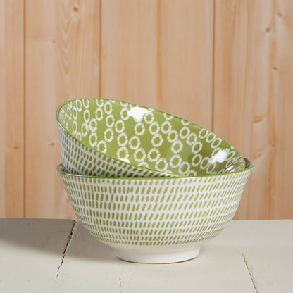 Now Designs by Danica - Green Rings Stamped Bowl 6 inch