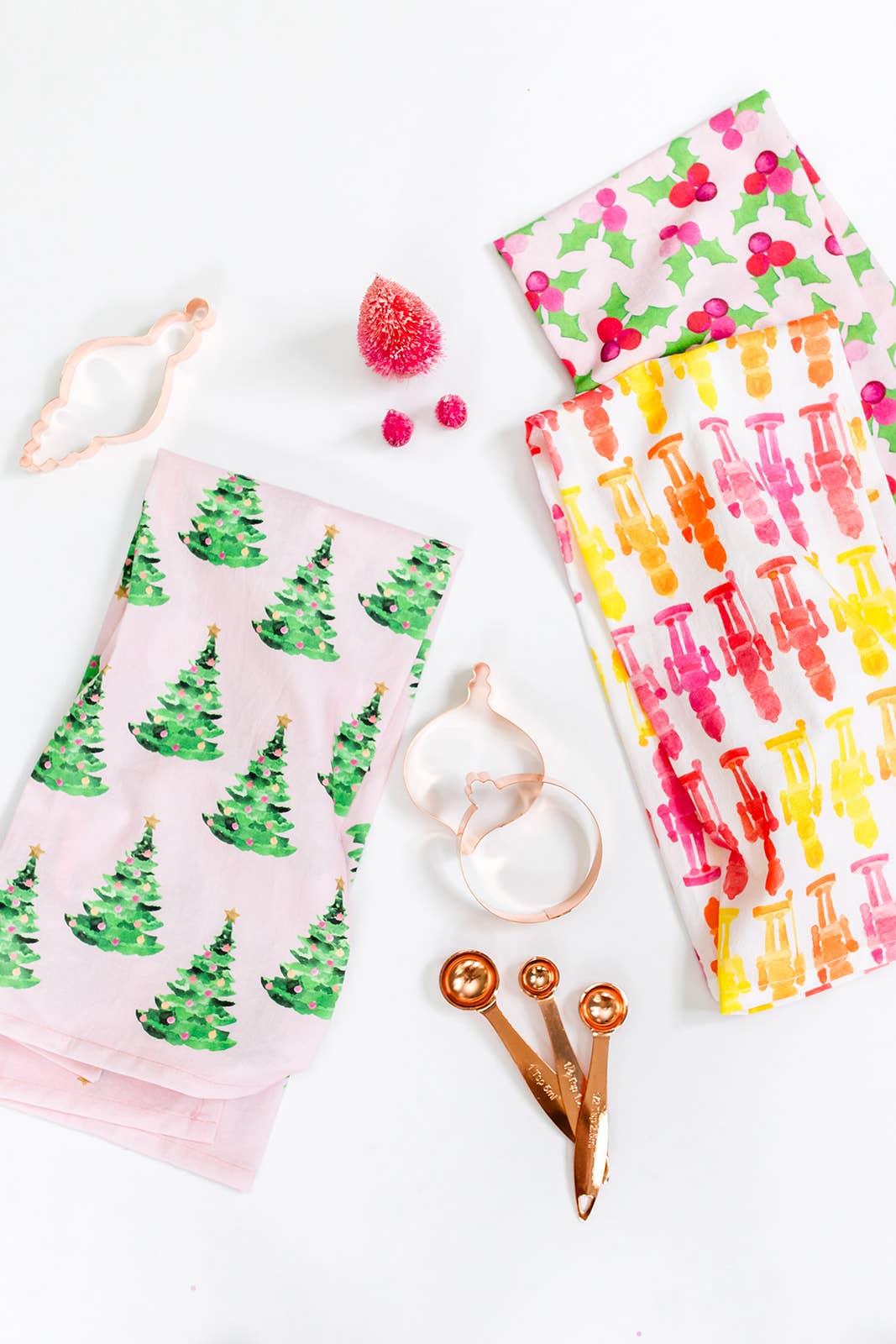 Gert & Co - Pink Christmas Tea Towel | Christmas Trees on Pink Tea Towel