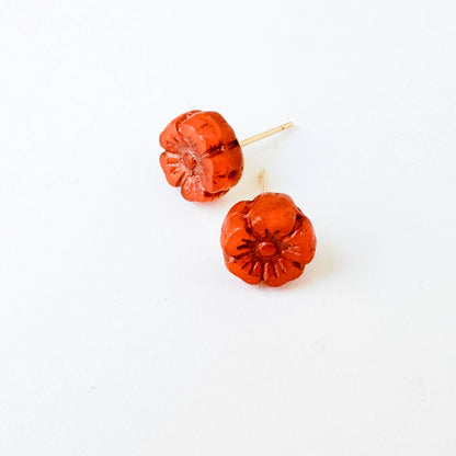 Nest Pretty Things - Tiny Flower Stud Earrings, 24K gold plated posts