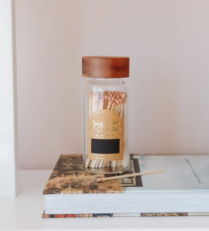 Frankie & Claude - Forest Green Matches in Wood-Lidded Glass Jar: Holiday Decor