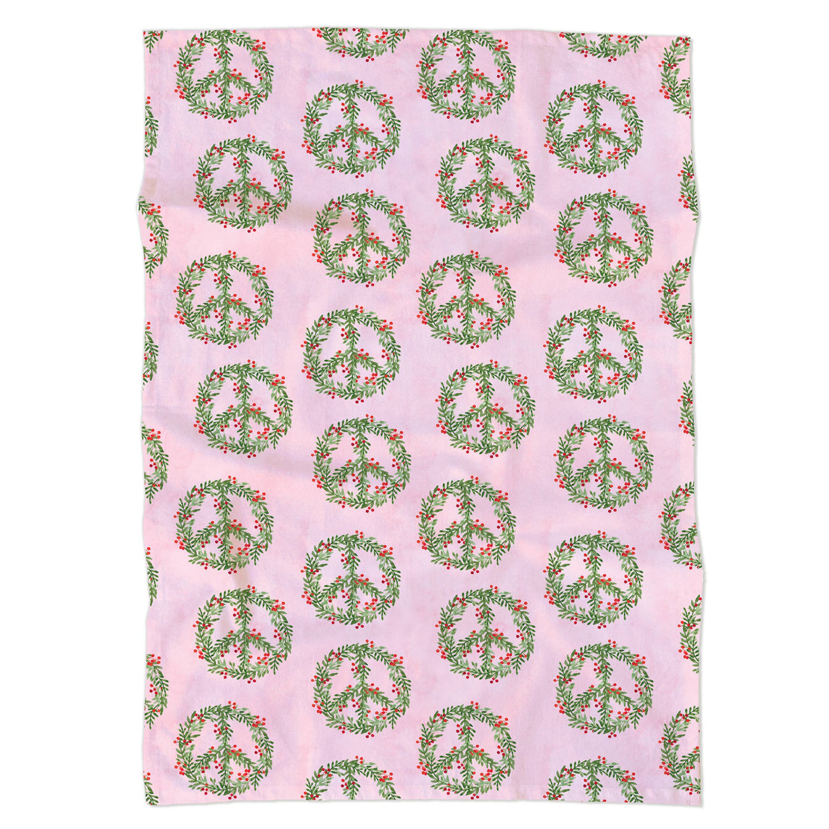 Gert & Co - Peace Wreath Christmas Tea Towel | Pink Christmas Tea Towel