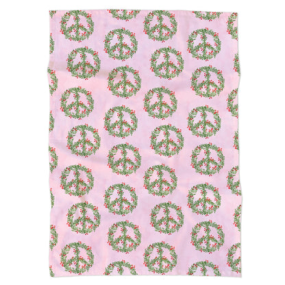 Gert & Co - Peace Wreath Christmas Tea Towel | Pink Christmas Tea Towel