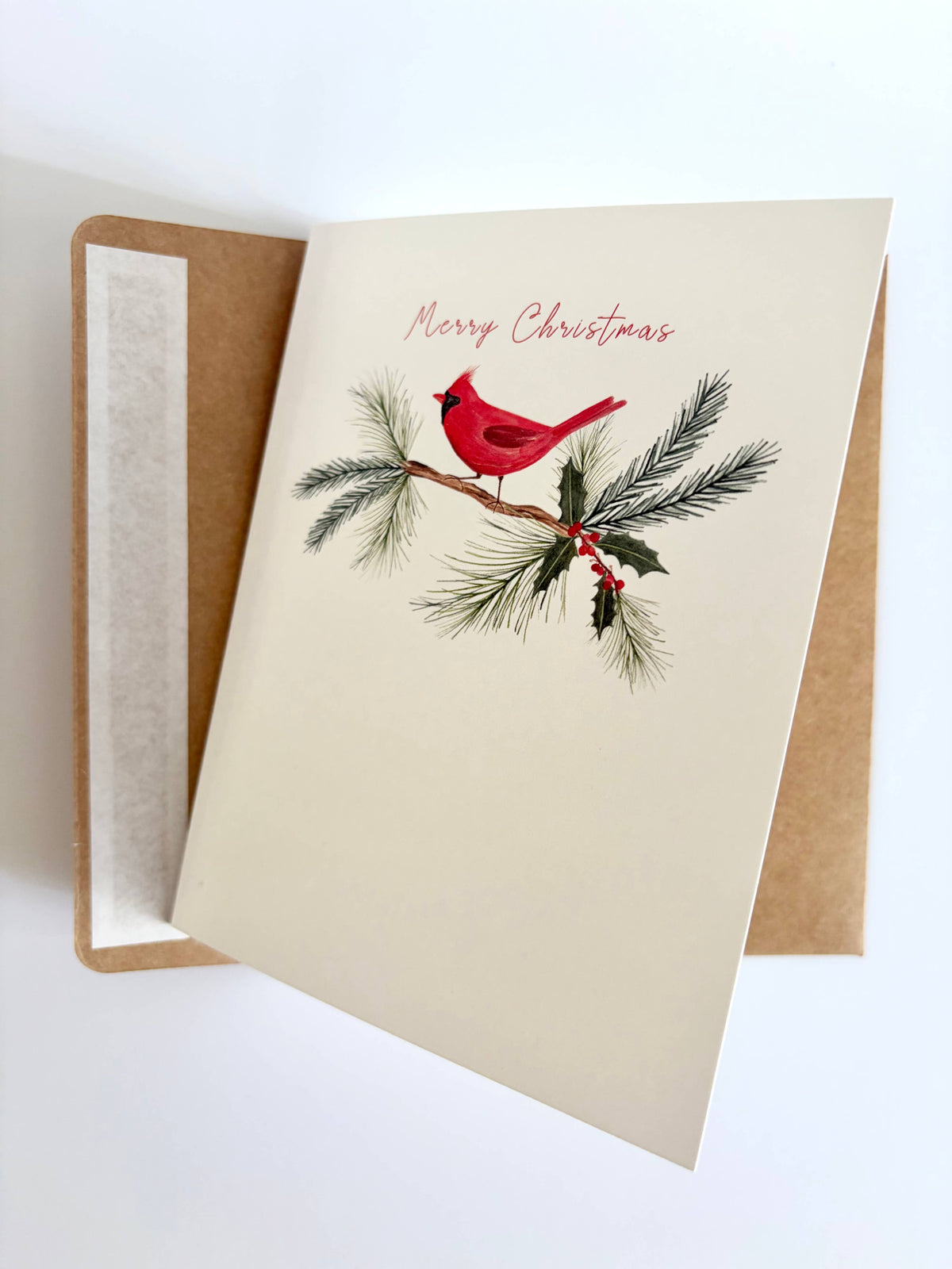 Jennifer Vaudo Art - Traditional Christmas Card, Cardinal Illustration, Nature