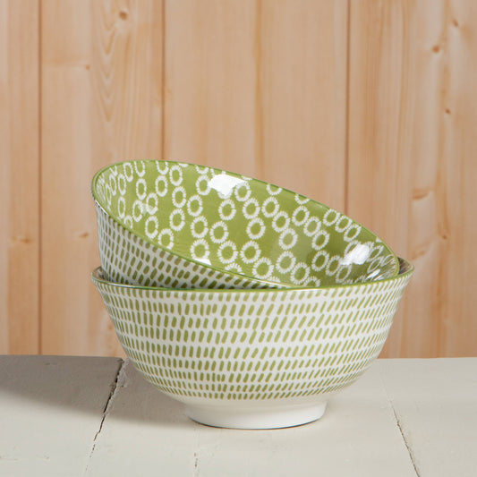 Now Designs by Danica - Green Rings Stamped Bowl 6 inch