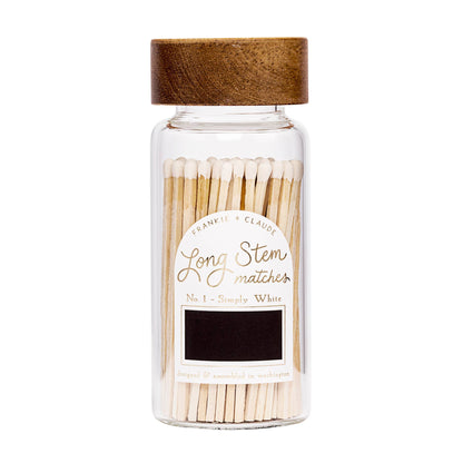 Frankie & Claude - White Matches in Wood-Lidded Glass Jar: Fall Halloween Decor