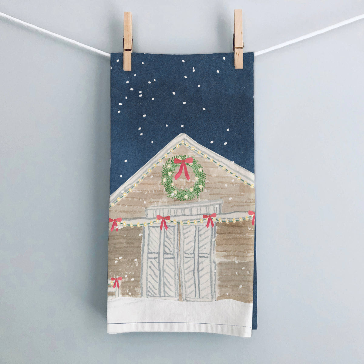 Gert & Co - Whimsical Holiday Barn Tea Towel | Holiday Barn Dish Towel