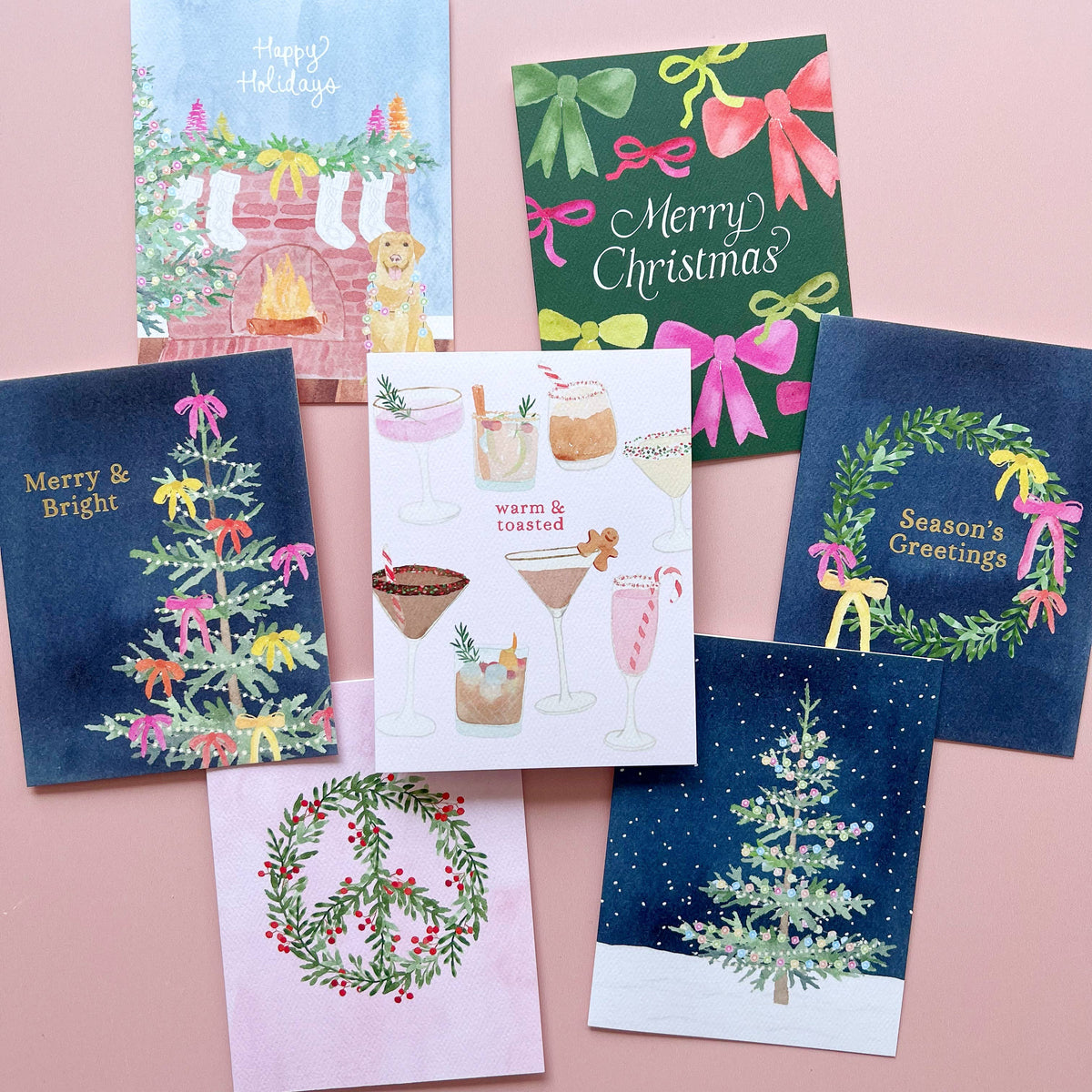 Gert & Co - Whimsical Merry & Bright Holiday Greeting Card | Gold Foil