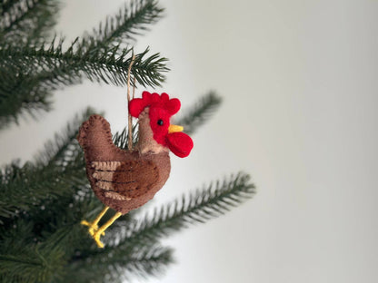 Ganapati - Felt Brown Rooster Ornament