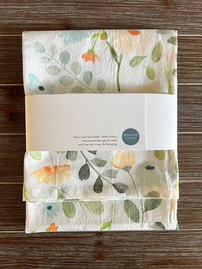 Jennifer Vaudo Art - Floral Tea Towel, Kitchen Decor, Botanical Hand Towel