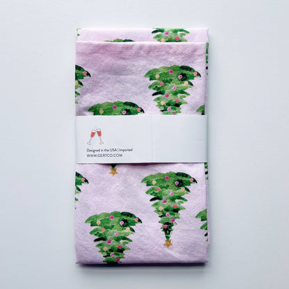 Gert & Co - Pink Christmas Tea Towel | Christmas Trees on Pink Tea Towel