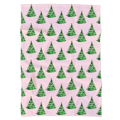 Gert & Co - Pink Christmas Tea Towel | Christmas Trees on Pink Tea Towel