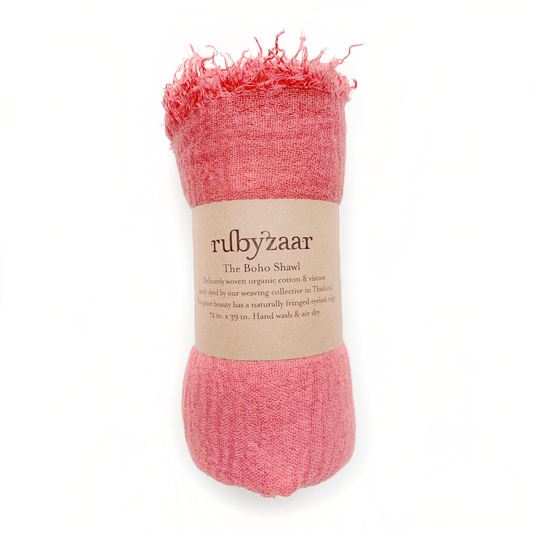 Rubyzaar - Boho Scarf - Salmon