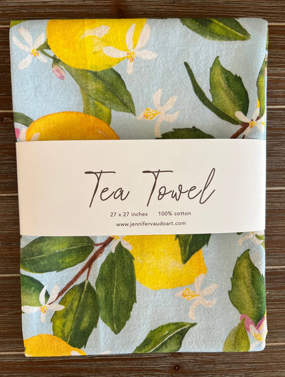 Jennifer Vaudo Art - Lemon Tea Towel, Kitchen Decor, Hand Towel, Bright