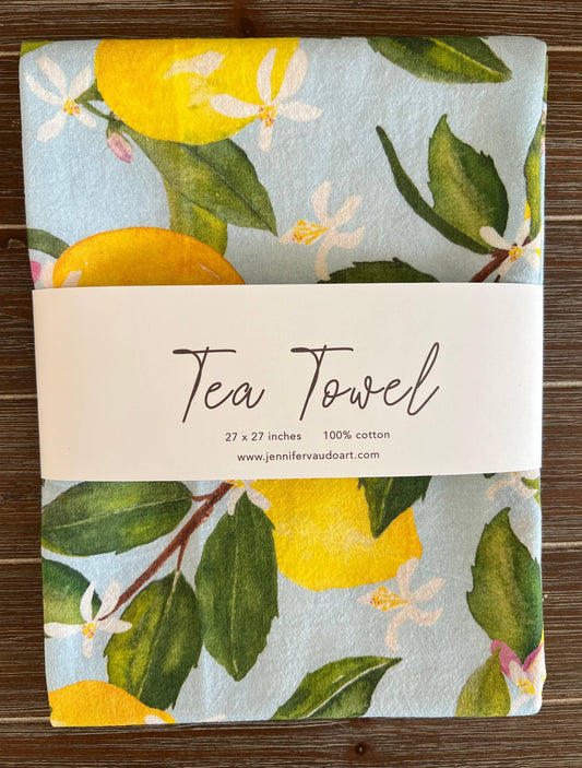 Jennifer Vaudo Art - Lemon Tea Towel, Kitchen Decor, Hand Towel, Bright