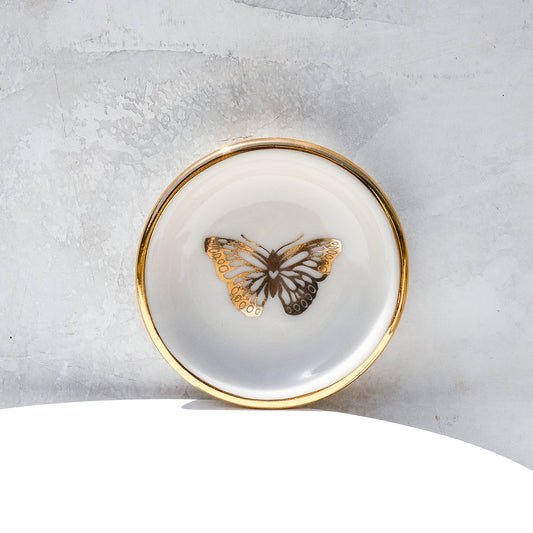 Apricity Ceramics - Gold Butterfly Ring Dish | Handmade Pottery Trinket Holder