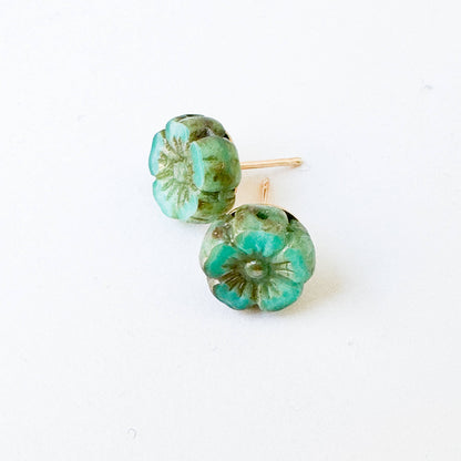 Nest Pretty Things - Tiny Flower Stud Earrings, 24K gold plated posts