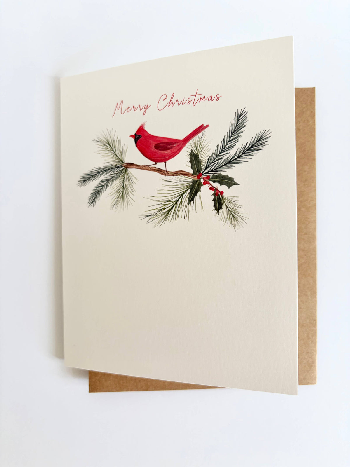 Jennifer Vaudo Art - Traditional Christmas Card, Cardinal Illustration, Nature