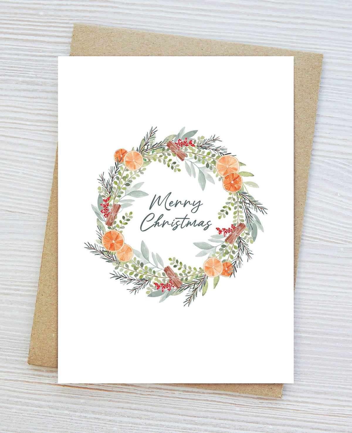 Jennifer Vaudo Art - Citrus Christmas Card, Watercolor Illustration, Tropical