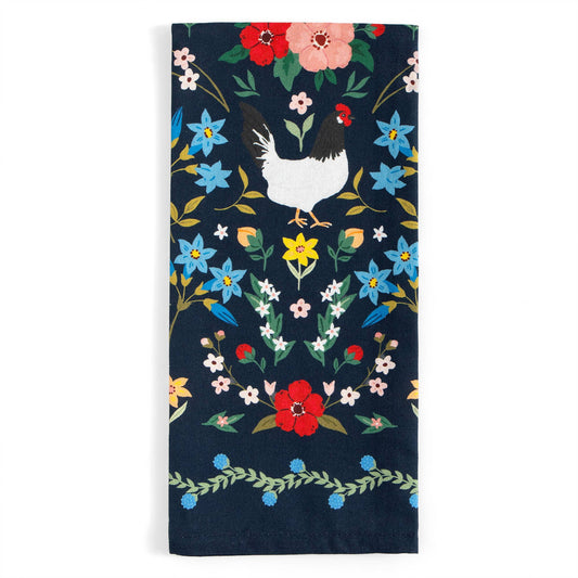 Paper Farm Press - Chickens Folk Floral Tea Towel