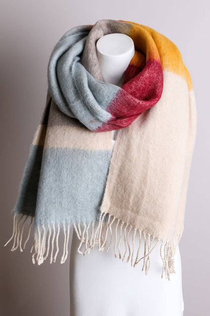 Leto Accessories - Winter Color Block Faux Mohair Scarf - Christmas 2024🎄