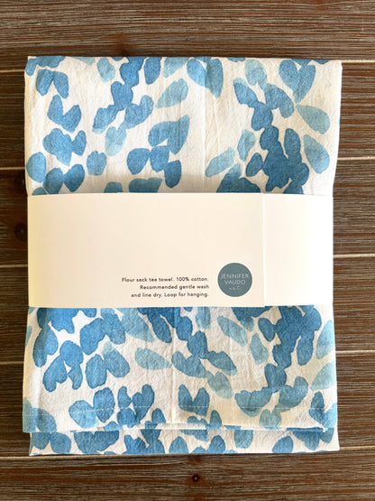 Jennifer Vaudo Art - Coastal Tea Towel, Kitchen, Blue, Abstract Waves, Watercolor