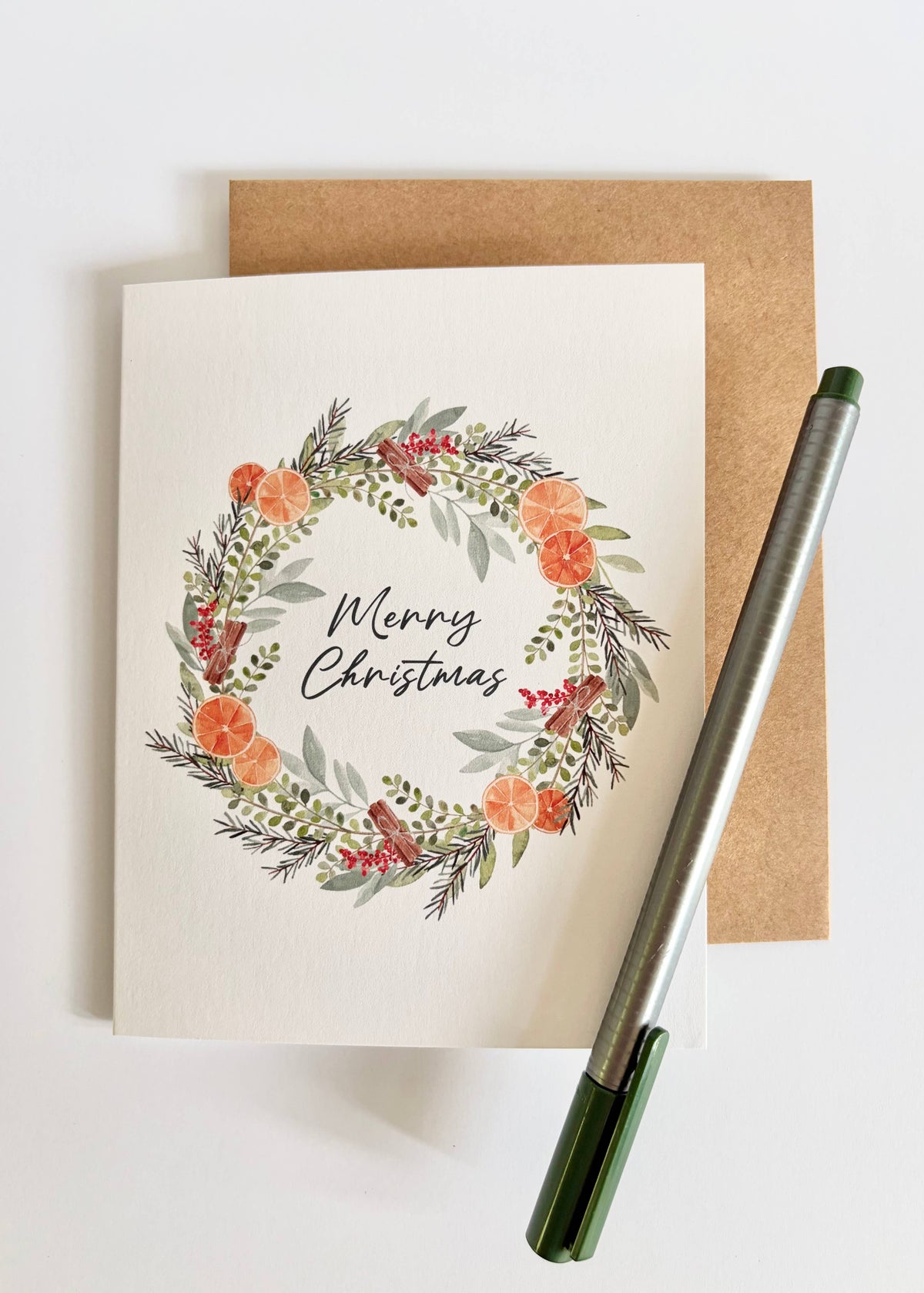Jennifer Vaudo Art - Citrus Christmas Card, Watercolor Illustration, Tropical