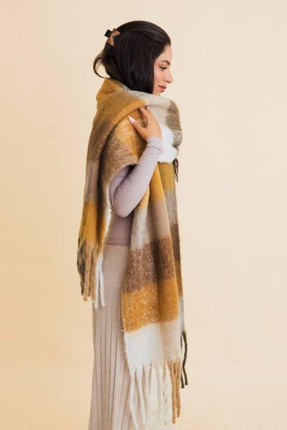 Leto Accessories - Cozy Breeze Oversized Fringe Scarf - Fall & Winter Essential