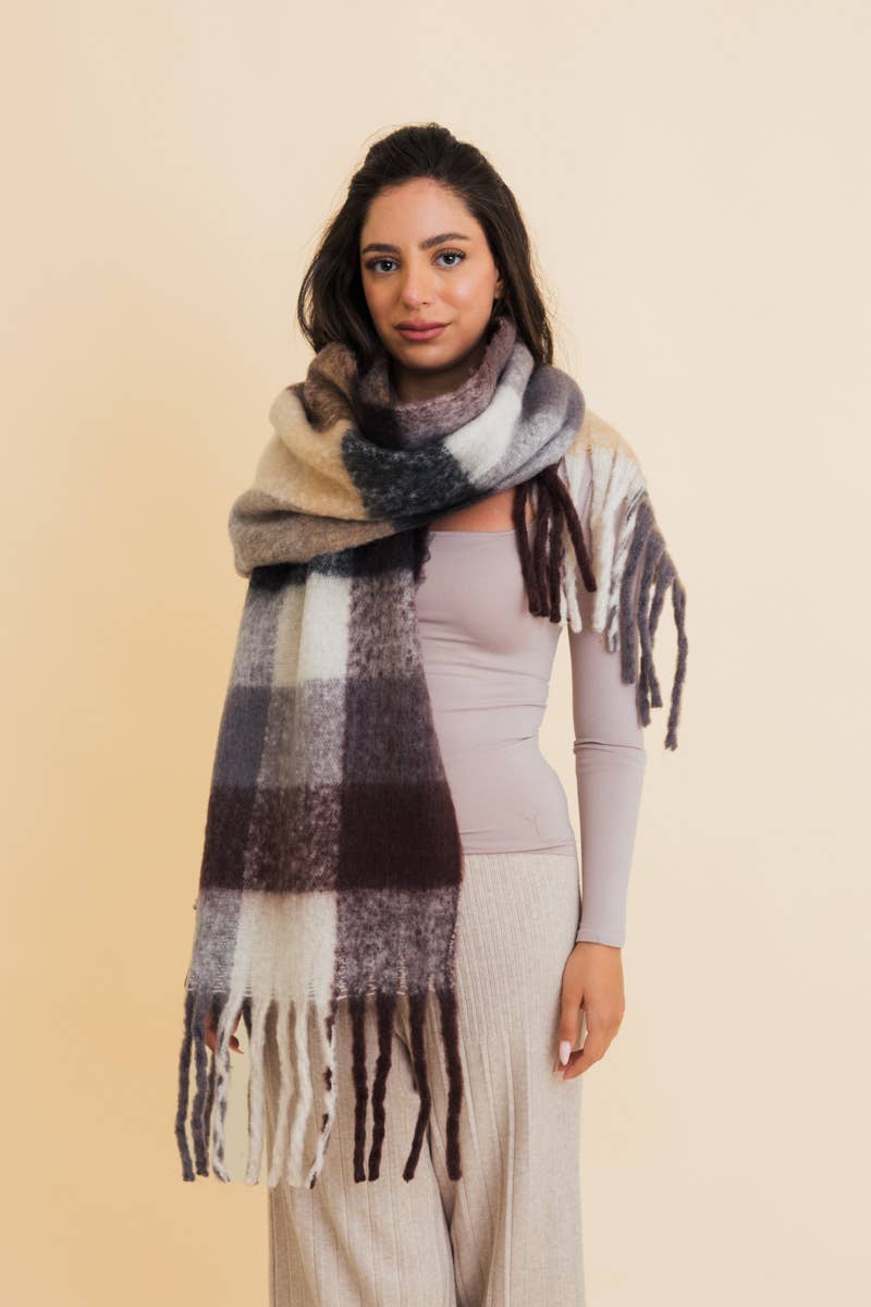 Leto Accessories - Cozy Breeze Oversized Fringe Scarf - Fall & Winter Essential