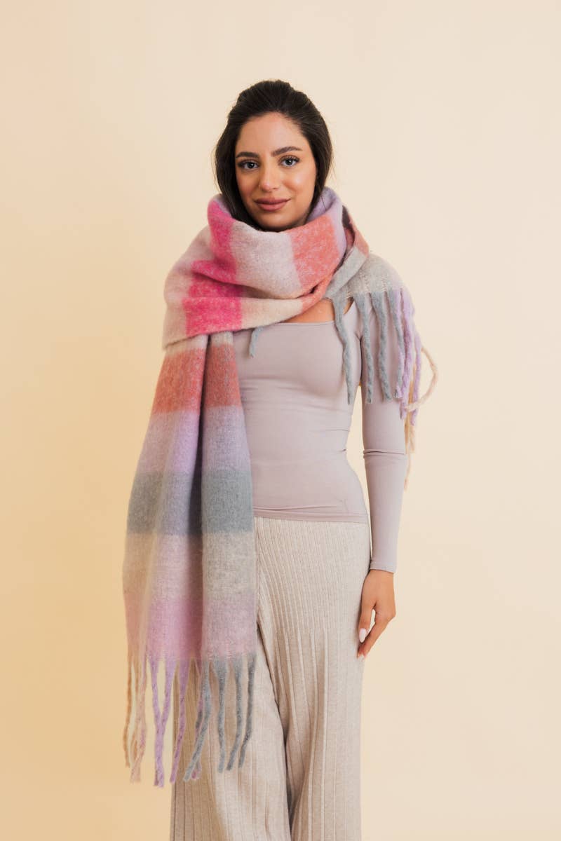 Leto Accessories - Cozy Breeze Oversized Fringe Scarf - Fall & Winter Essential