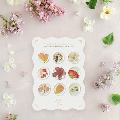 Frankie & Claude - Pressed Botanical Pink Floral Wax Seals | Peel & Stick