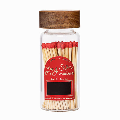 Frankie & Claude - Red Matches in Wood-Lidded Glass Jar: Halloween Decor