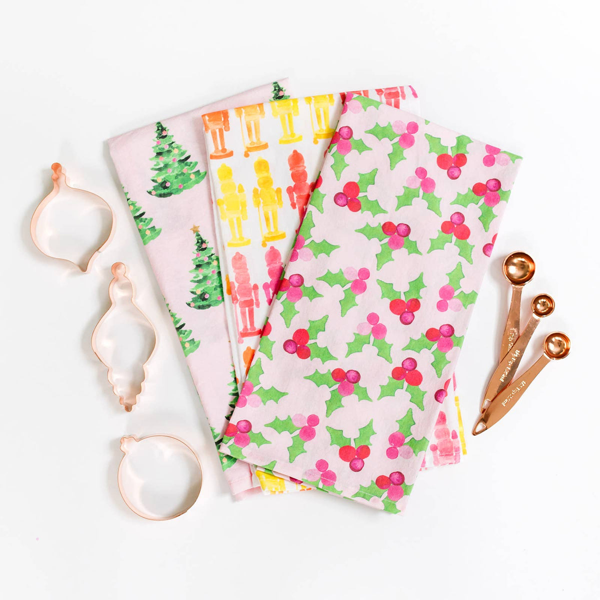 Gert & Co - Pink Christmas Tea Towel | Christmas Trees on Pink Tea Towel