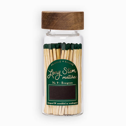 Frankie & Claude - Forest Green Matches in Wood-Lidded Glass Jar: Holiday Decor